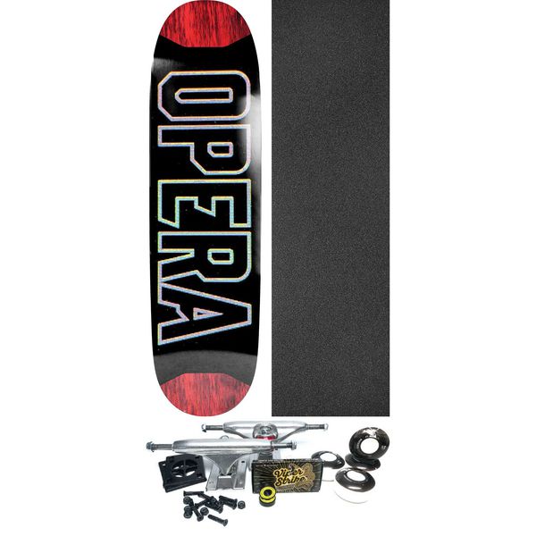 Opera Skateboards Screen Time Black / Red Skateboard Deck Pop Slick - 8.5" x 32" - Complete Skateboard Bundle